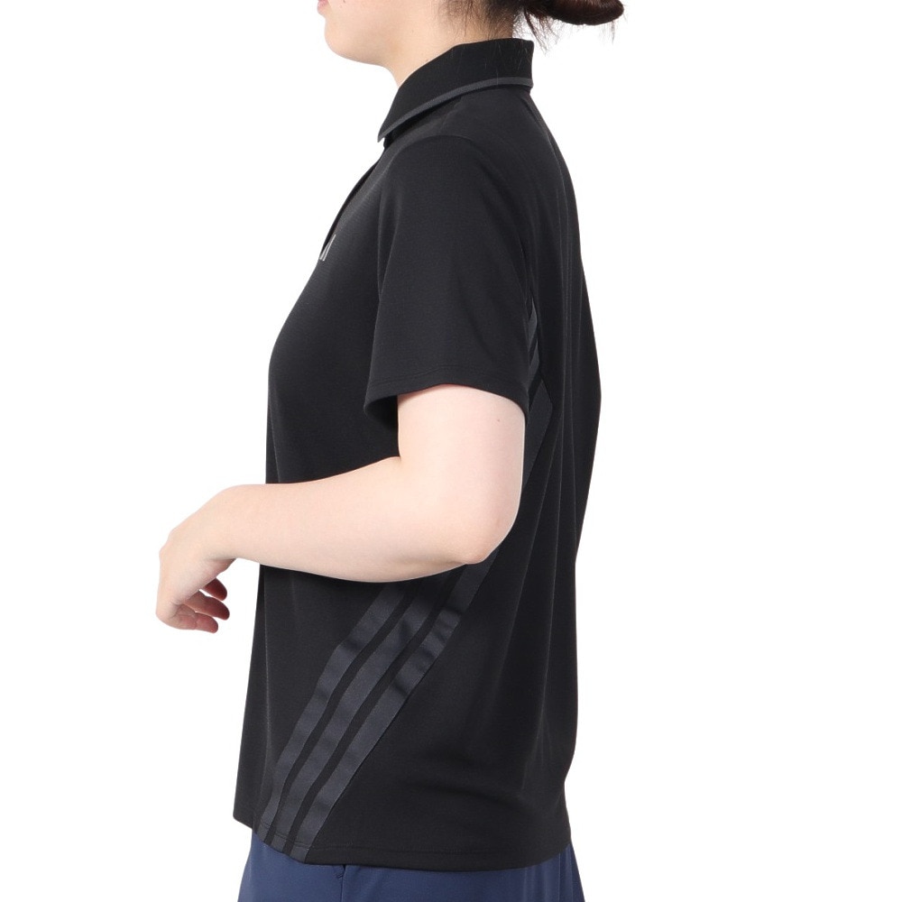 アディダス（adidas）（レディース）ゴルフウェア 吸湿発散 3ストライプ 半袖ポロシャツ KTI90-JF4603BLK