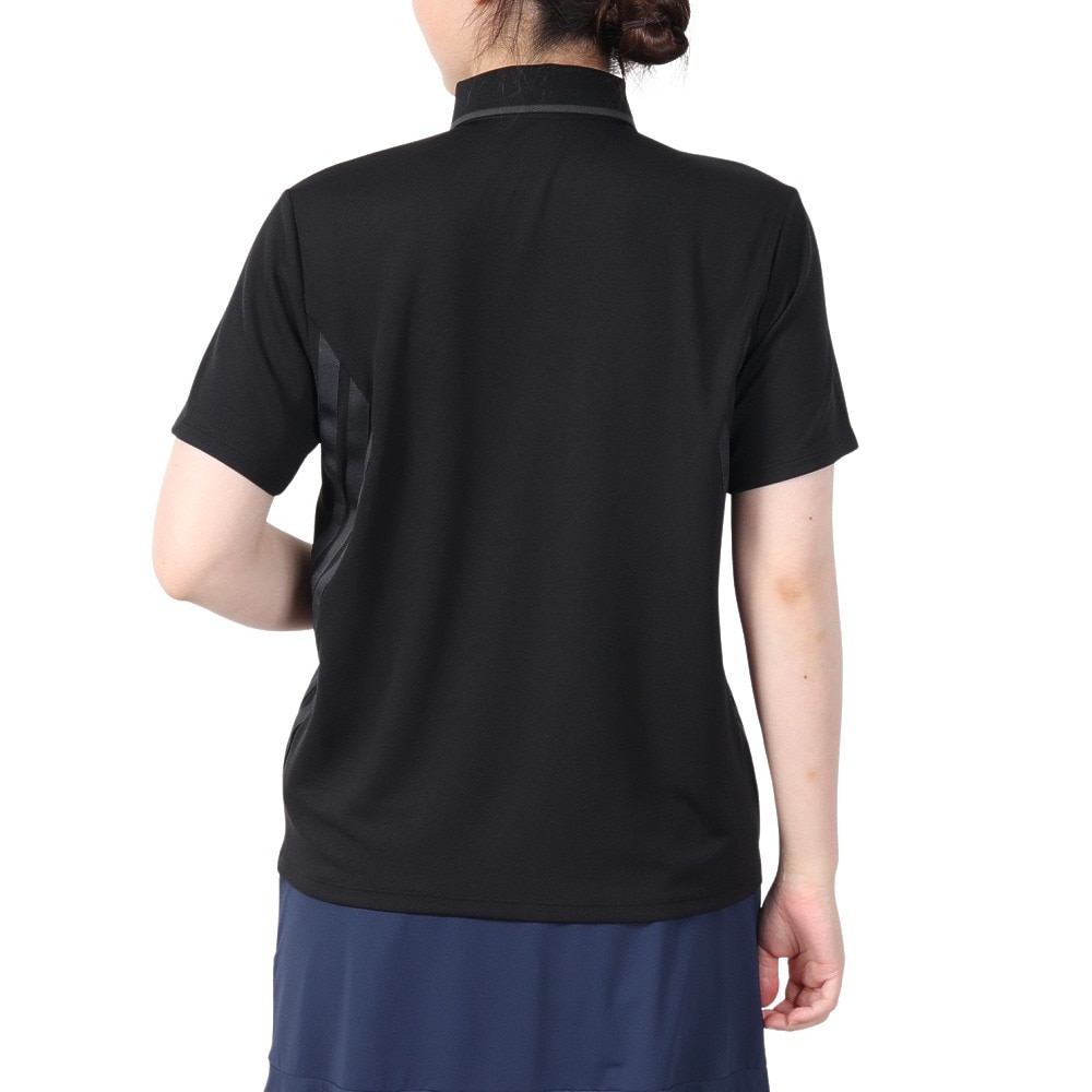 アディダス（adidas）（レディース）ゴルフウェア 吸湿発散 3ストライプ 半袖ポロシャツ KTI90-JF4603BLK
