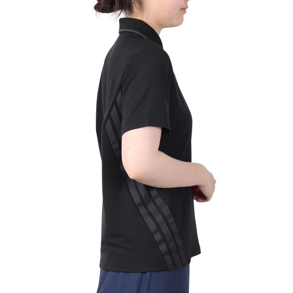 アディダス（adidas）（レディース）ゴルフウェア 吸湿発散 3ストライプ 半袖ポロシャツ KTI90-JF4603BLK
