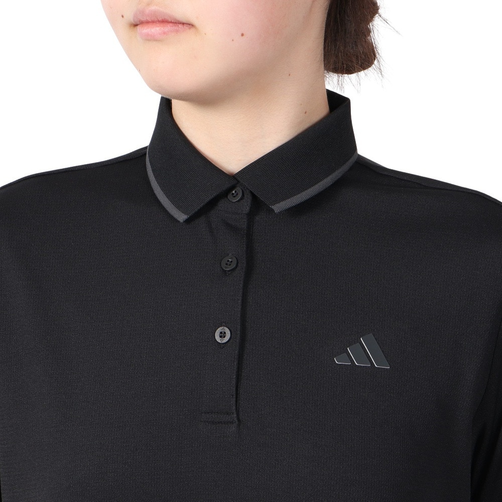 アディダス（adidas）（レディース）ゴルフウェア 吸湿発散 3ストライプ 半袖ポロシャツ KTI90-JF4603BLK