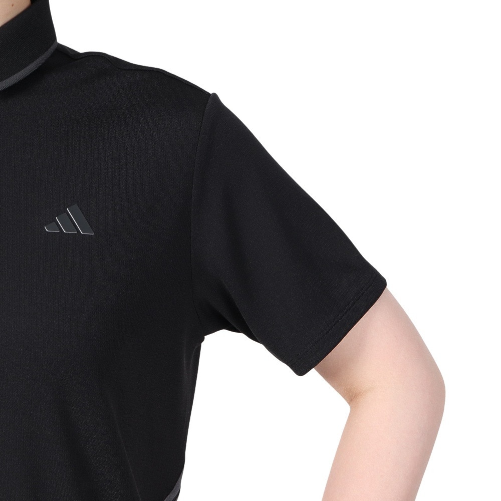 アディダス（adidas）（レディース）ゴルフウェア 吸湿発散 3ストライプ 半袖ポロシャツ KTI90-JF4603BLK
