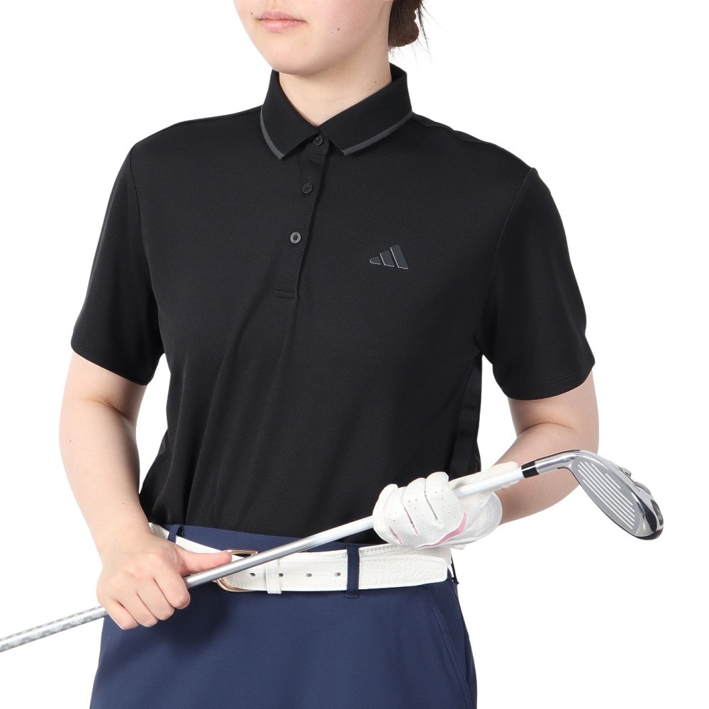 アディダス（adidas）（レディース）ゴルフウェア 吸湿発散 3ストライプ 半袖ポロシャツ KTI90-JF4603BLK