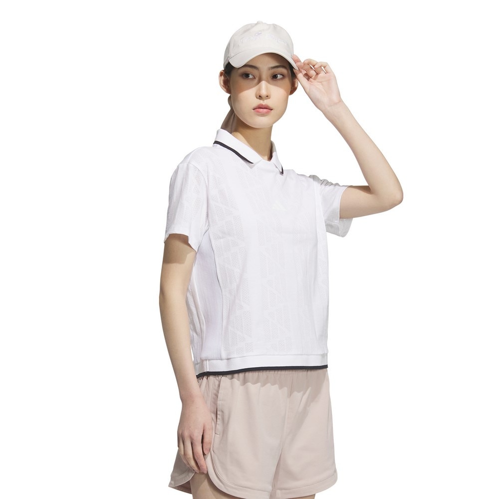 アディダス（adidas）（レディース）ゴルフウェア バッジ オブ スポーツ ジャカード ロゴ半袖ポロシャツ KTN34-JE8300W