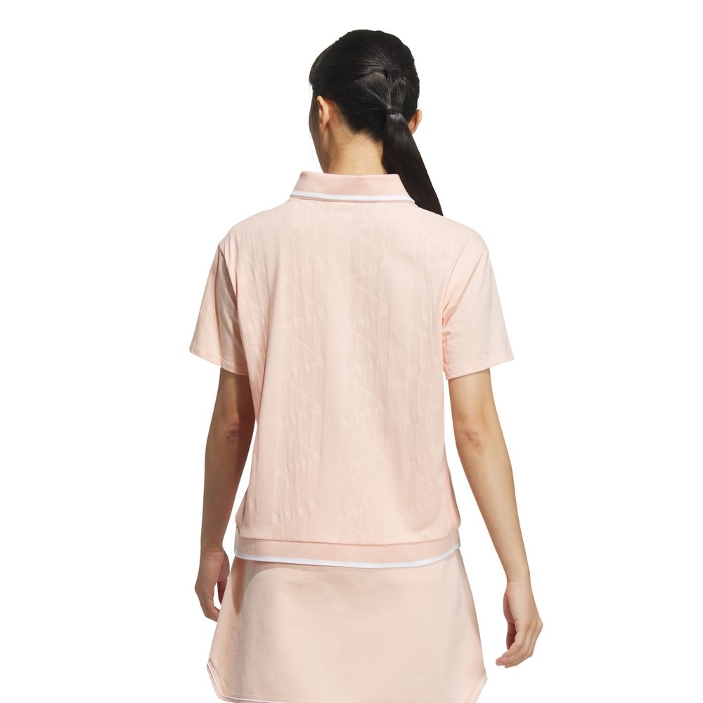 アディダス（adidas）（レディース）ゴルフウェア バッジ オブ スポーツ ジャカード ロゴ半袖ポロシャツ KTN34-JG1378PNK