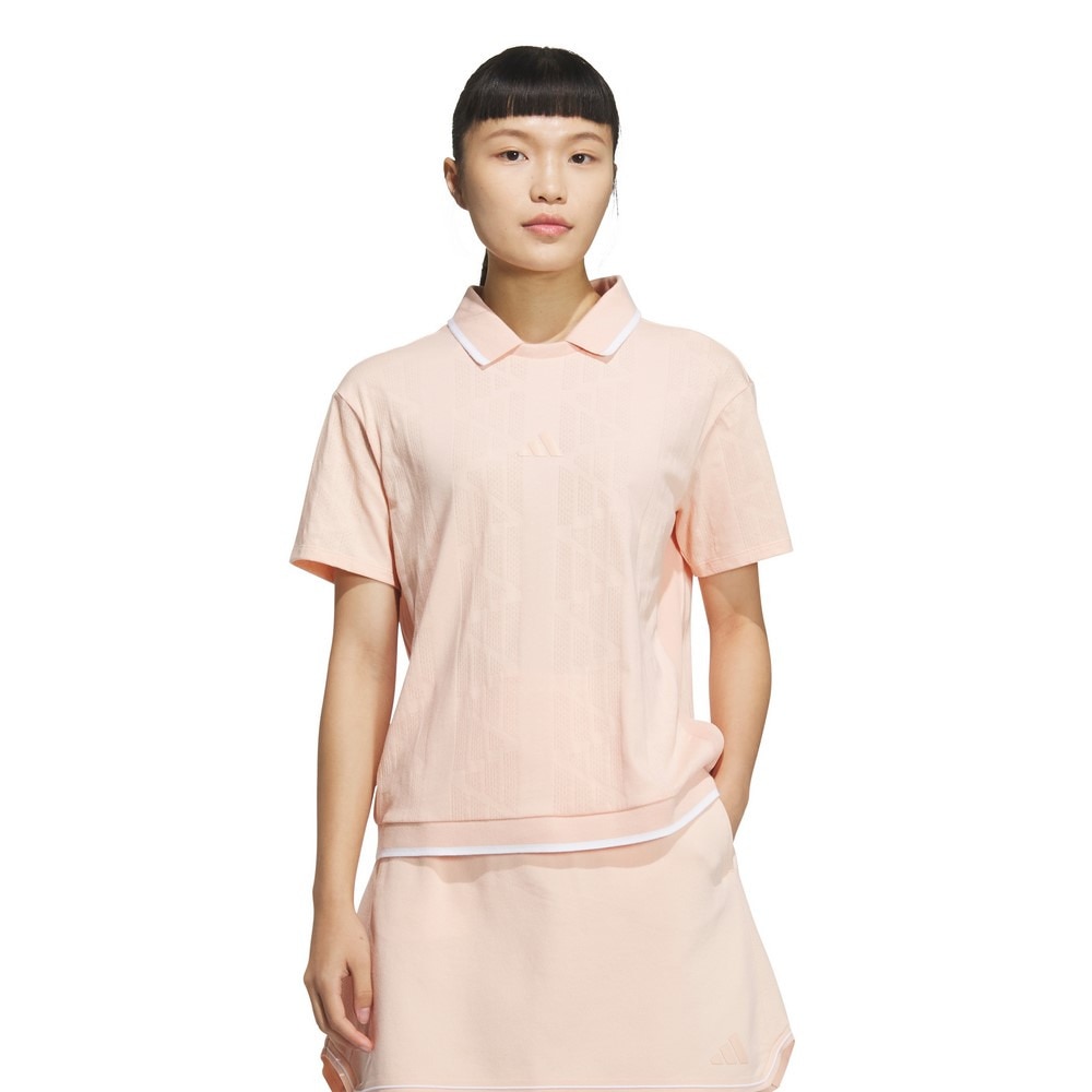 アディダス（adidas）（レディース）ゴルフウェア バッジ オブ スポーツ ジャカード ロゴ半袖ポロシャツ KTN34-JG1378PNK