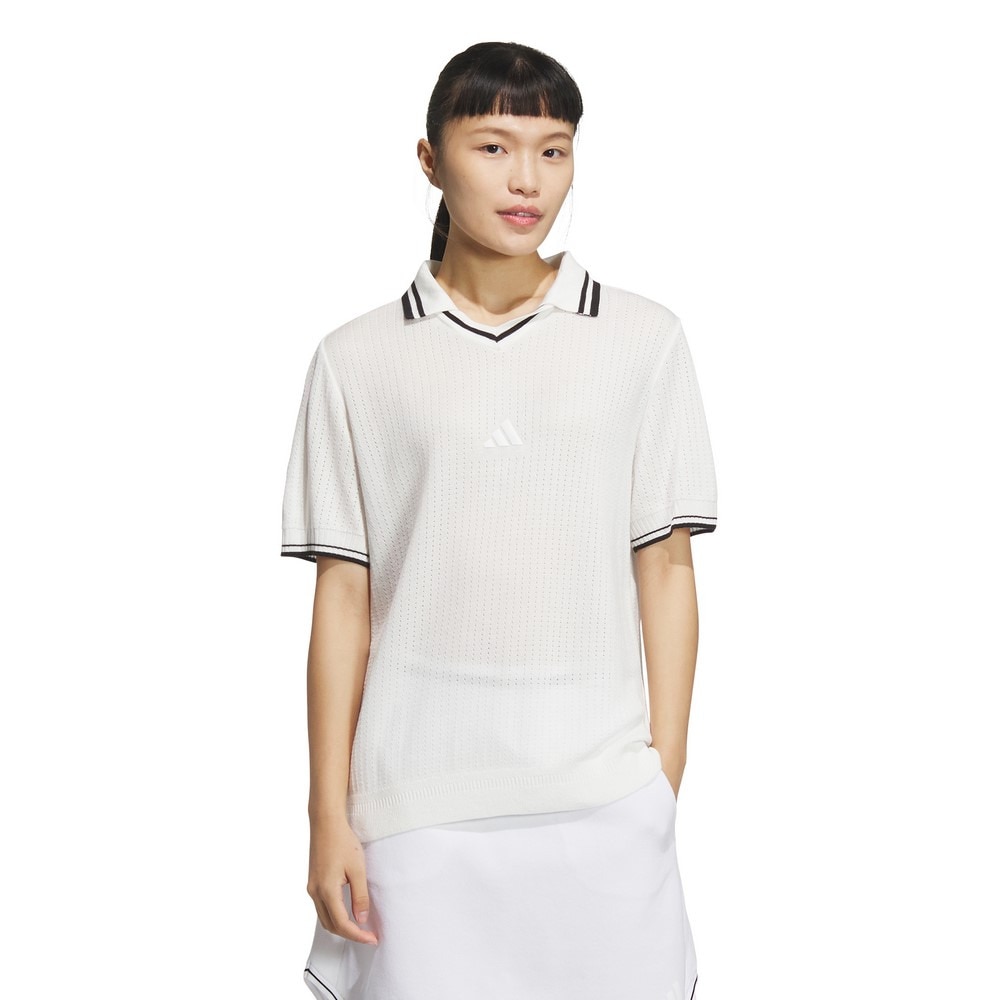 アディダス（adidas）（レディース）ゴルフウェア ビヨンド ザ コース ルーズ スキッパー ニットボックスシルエット半袖ポロシャツ KTN36-JE8302W