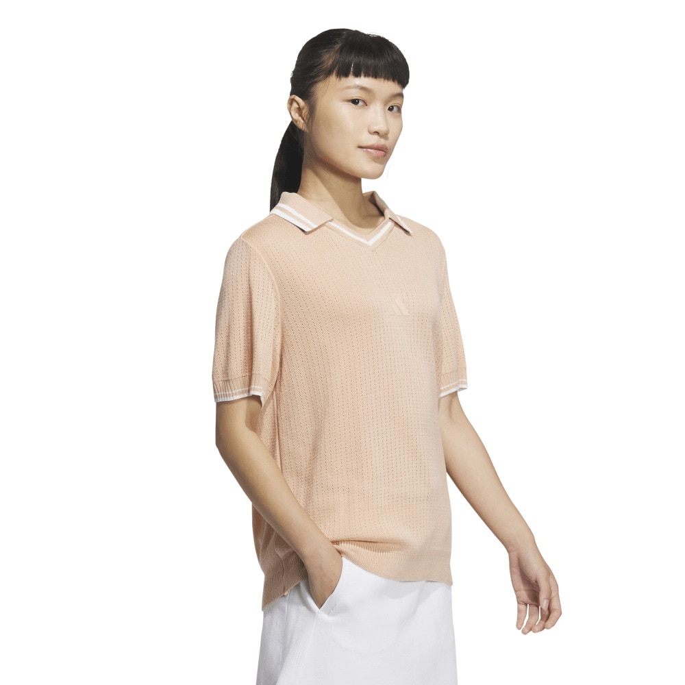 アディダス（adidas）（レディース）ゴルフウェア ビヨンド ザ コース スキッパー ニットボックスシルエット 半袖ポロシャツ KTN36-JG1380PNK