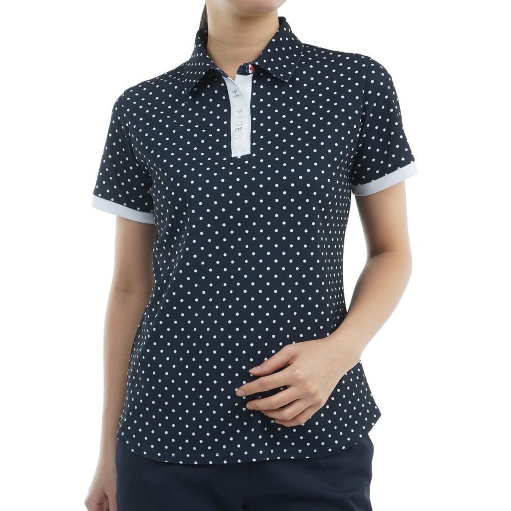 トミー ヒルフィガー ゴルフ（TOMMY HILFIGER GOLF）（レディース）ゴルフウェア 吸水速乾 ドット&フラワープリント 半袖シャツ THLA506-NVY
