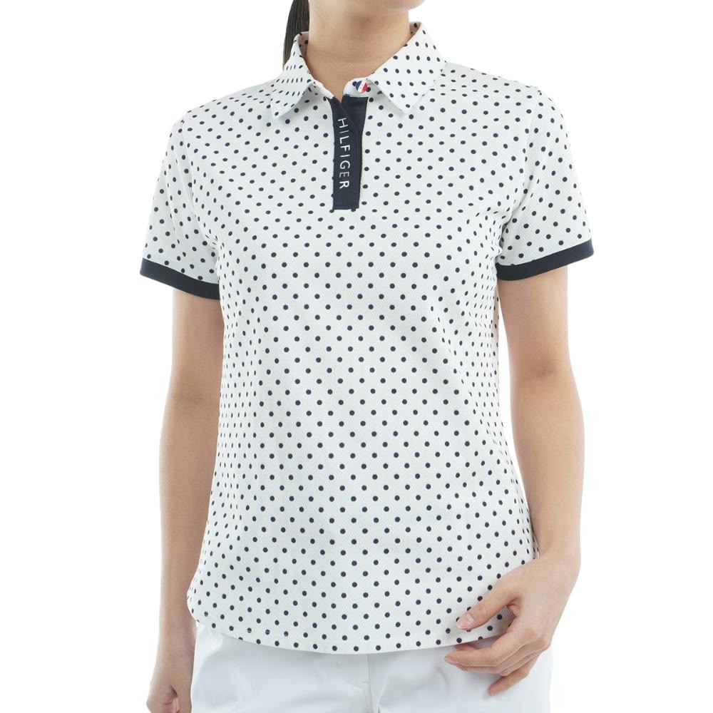 トミー ヒルフィガー ゴルフ（TOMMY HILFIGER GOLF）（レディース）ゴルフウェア 吸水速乾 ドット&フラワープリント 半袖シャツ THLA506-WHT