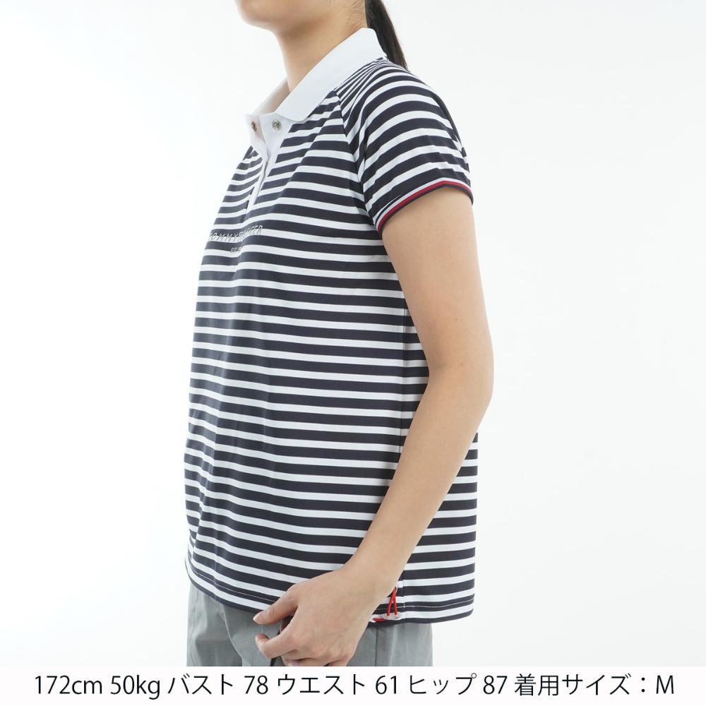 トミー ヒルフィガー ゴルフ（TOMMY HILFIGER GOLF）（レディース）ゴルフウェア 吸水速乾 抗菌防臭 フロントロゴ フレンチスリーブ 半袖 ポロシャツ THLA511-WNVY