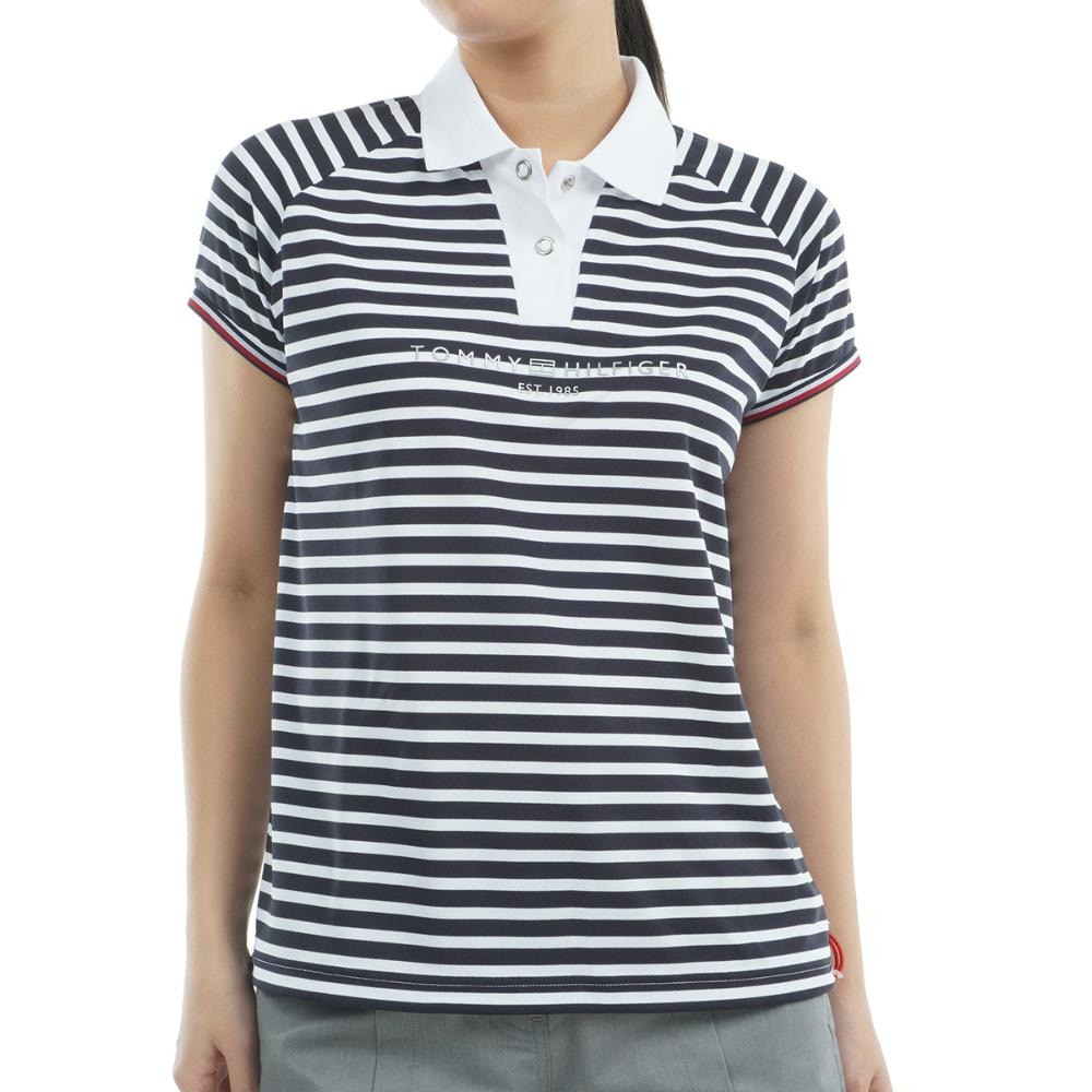 トミー ヒルフィガー ゴルフ（TOMMY HILFIGER GOLF）（レディース）ゴルフウェア 吸水速乾 抗菌防臭 フロントロゴ フレンチスリーブ 半袖 ポロシャツ THLA511-WNVY