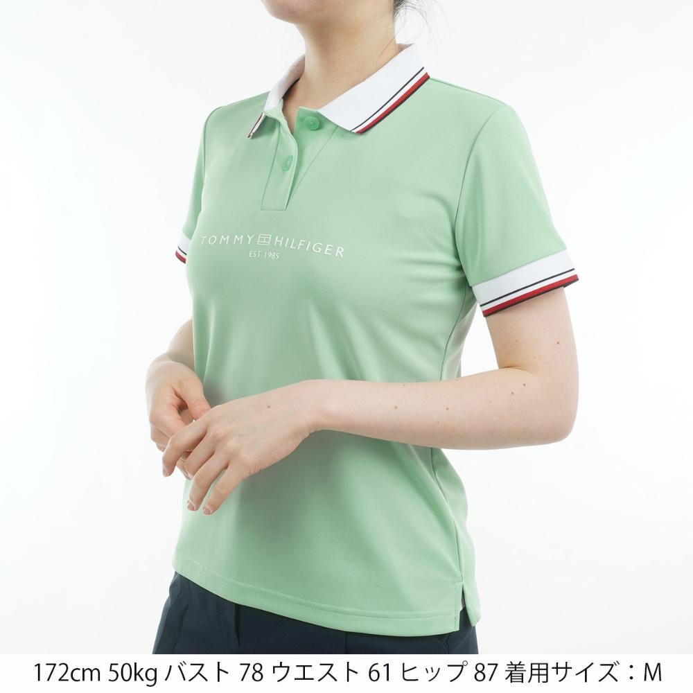 トミー ヒルフィガー ゴルフ（TOMMY HILFIGER GOLF）（レディース）ゴルフウェア 吸水速乾 フロントロゴ ホワイトカラー 半袖 ポロシャツ THLA531-LMGR