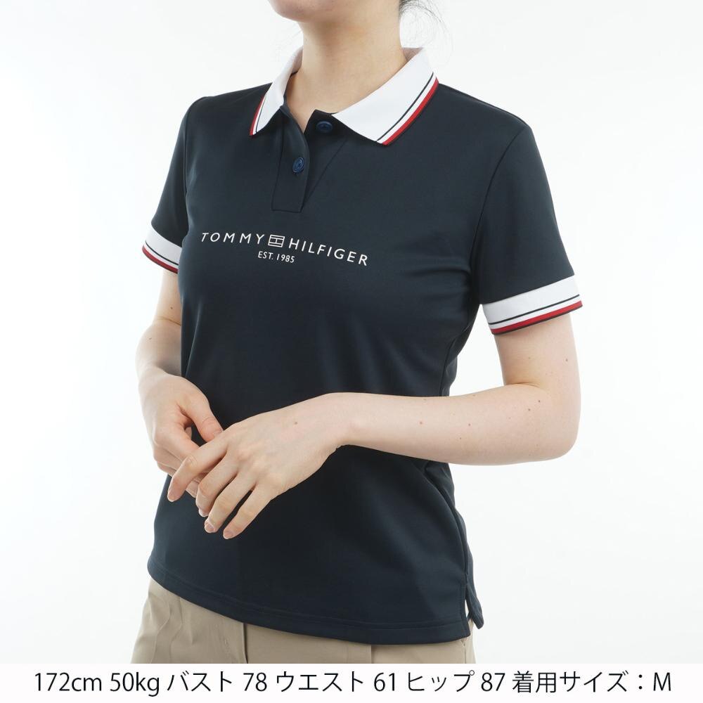 トミー ヒルフィガー ゴルフ（TOMMY HILFIGER GOLF）（レディース）ゴルフウェア 吸水速乾 フロントロゴ ホワイトカラー 半袖 ポロシャツ THLA531-NVY