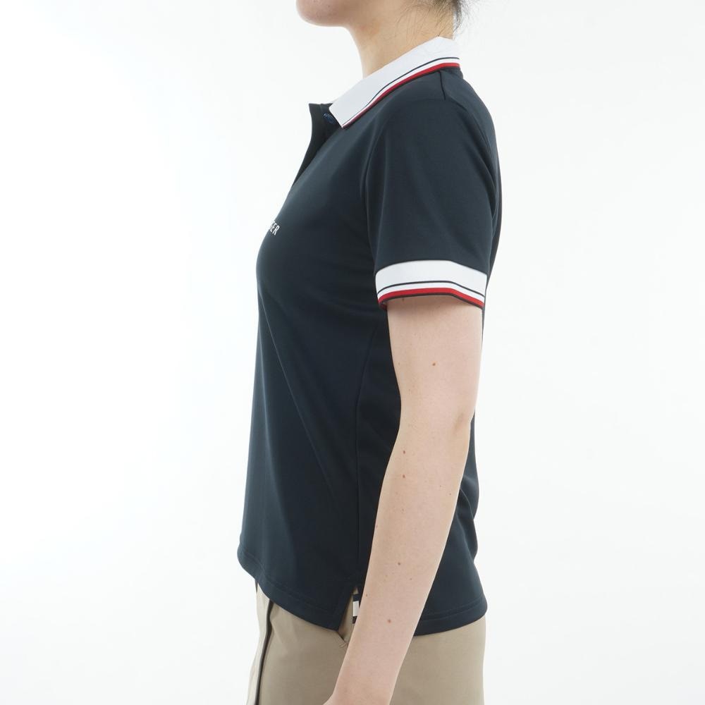 トミー ヒルフィガー ゴルフ（TOMMY HILFIGER GOLF）（レディース）ゴルフウェア 吸水速乾 フロントロゴ ホワイトカラー 半袖 ポロシャツ THLA531-NVY