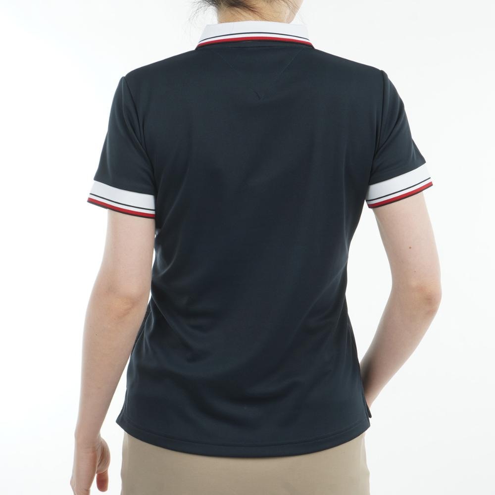 トミー ヒルフィガー ゴルフ（TOMMY HILFIGER GOLF）（レディース）ゴルフウェア 吸水速乾 フロントロゴ ホワイトカラー 半袖 ポロシャツ THLA531-NVY