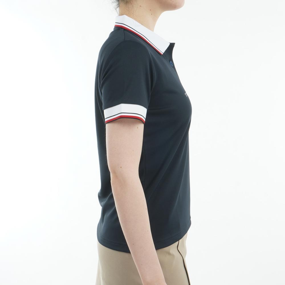 トミー ヒルフィガー ゴルフ（TOMMY HILFIGER GOLF）（レディース）ゴルフウェア 吸水速乾 フロントロゴ ホワイトカラー 半袖 ポロシャツ THLA531-NVY