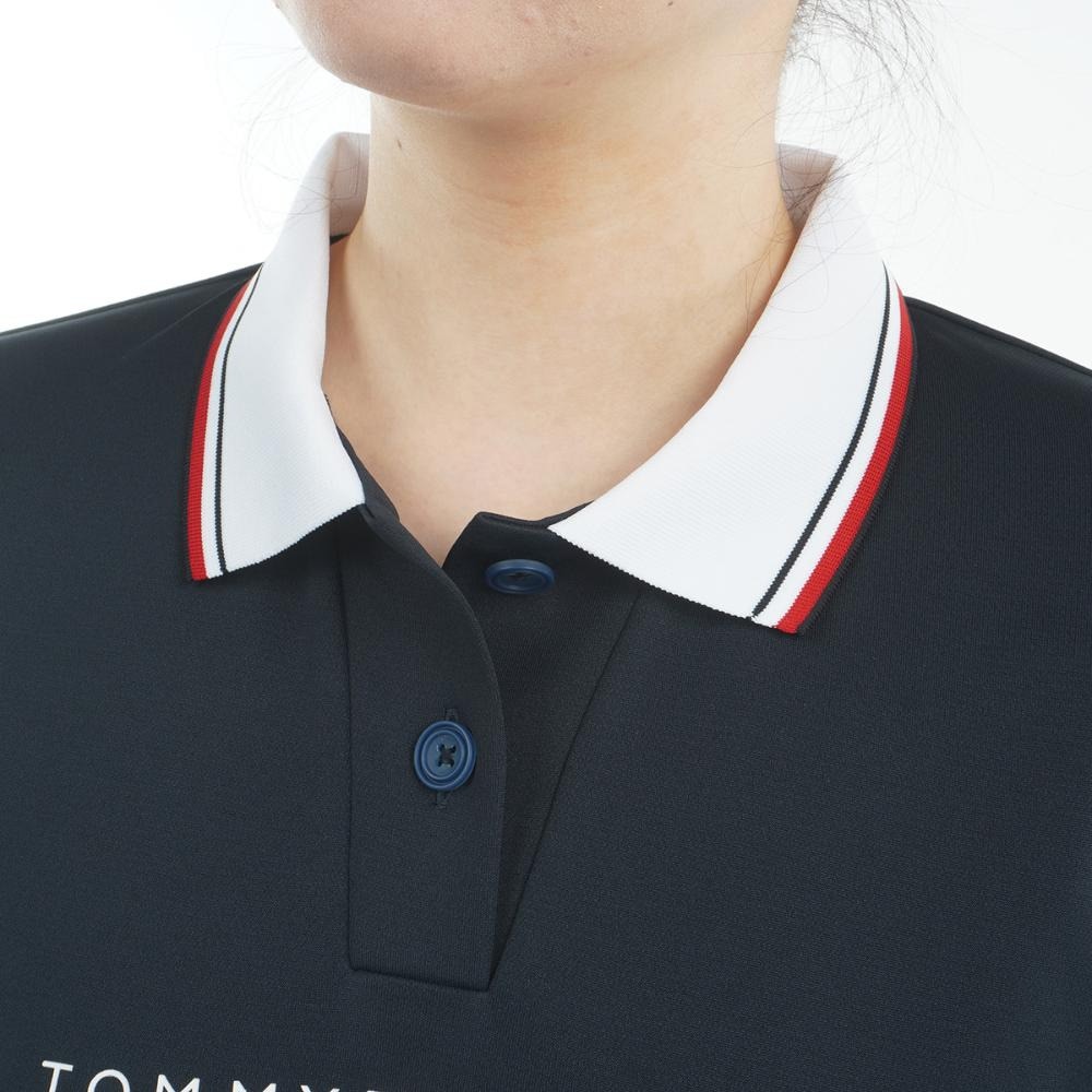 トミー ヒルフィガー ゴルフ（TOMMY HILFIGER GOLF）（レディース）ゴルフウェア 吸水速乾 フロントロゴ ホワイトカラー 半袖 ポロシャツ THLA531-NVY
