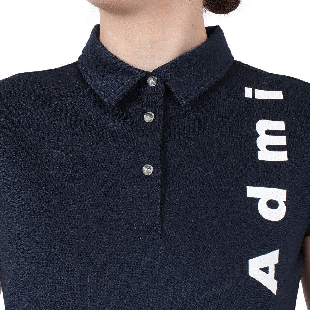 アドミラル ゴルフ（Admiral GOLF）（レディース）ゴルフウェア 吸水速乾 カノコ ブロッキング 半袖 キャップスリーブポロシャツ ADLA528-NVY