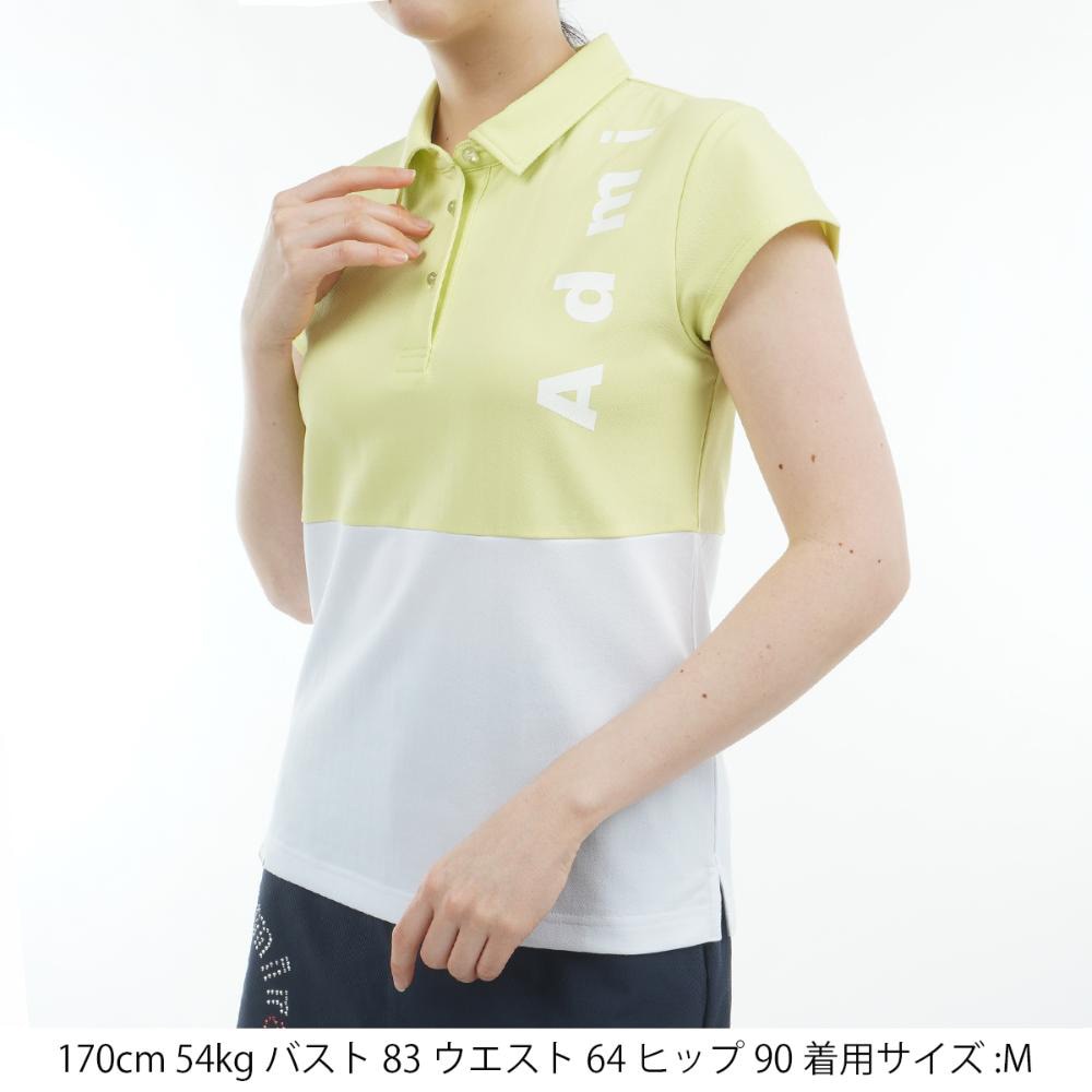 アドミラル ゴルフ（Admiral GOLF）（レディース）ゴルフウェア 吸水速乾 カノコ ブロッキング 半袖 キャップスリーブポロシャツ ADLA528-YEL
