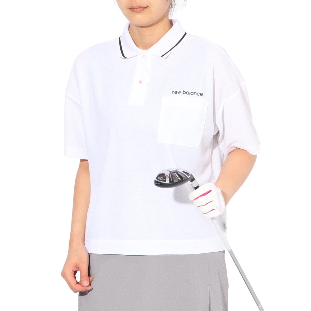 ニューバランス（new balance）（レディース）ゴルフウェア 吸水速乾 ハーフスリーブ ビッグポロシャツ 012-5160501-030