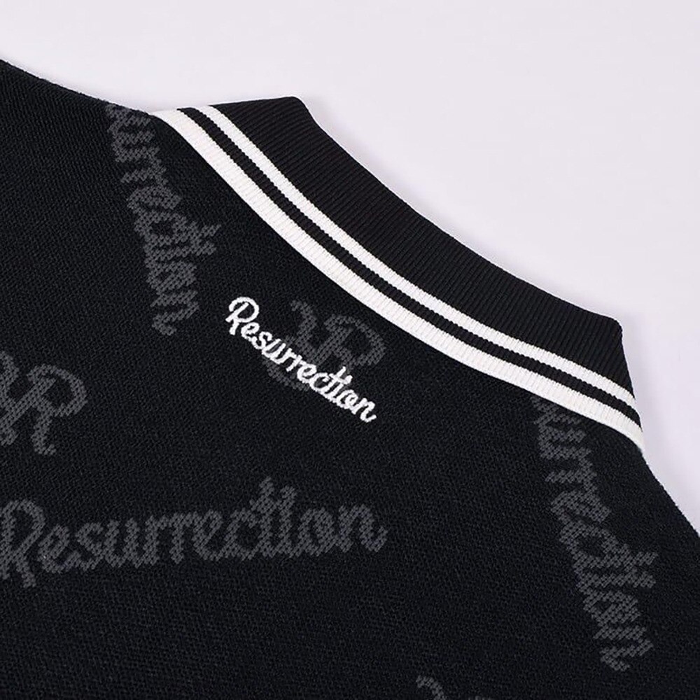 レザレクション（Resurrection）（レディース）ゴルフウェア モノグラムニットポロシャツ BE12KNPS09-W