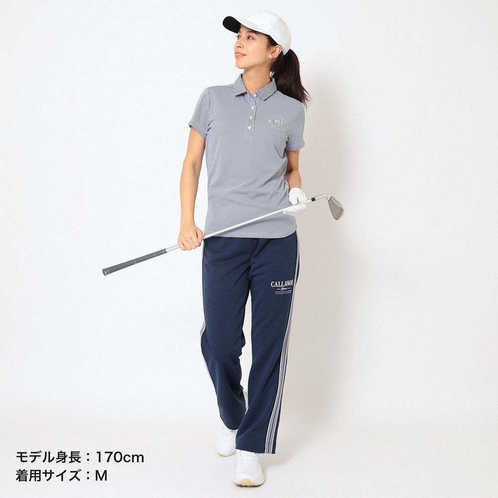 キャロウェイ（CALLAWAY）（レディース）ゴルフウェア ストライプ ジャカード半袖シャツ C26134203-1120