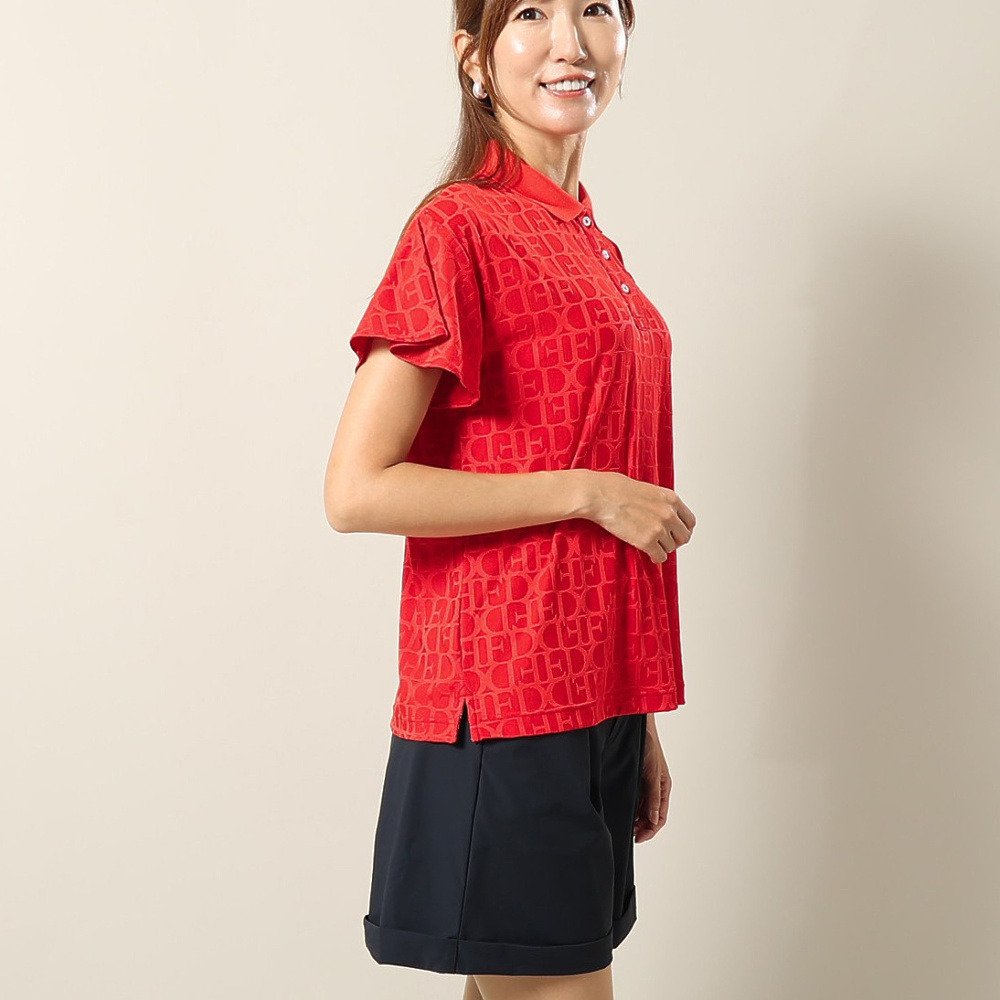 フィドラ（FIDRA）（レディース）ゴルフウェア 吸汗速乾 FDジャガード 半袖ポロシャツ FD5VUG23 RED