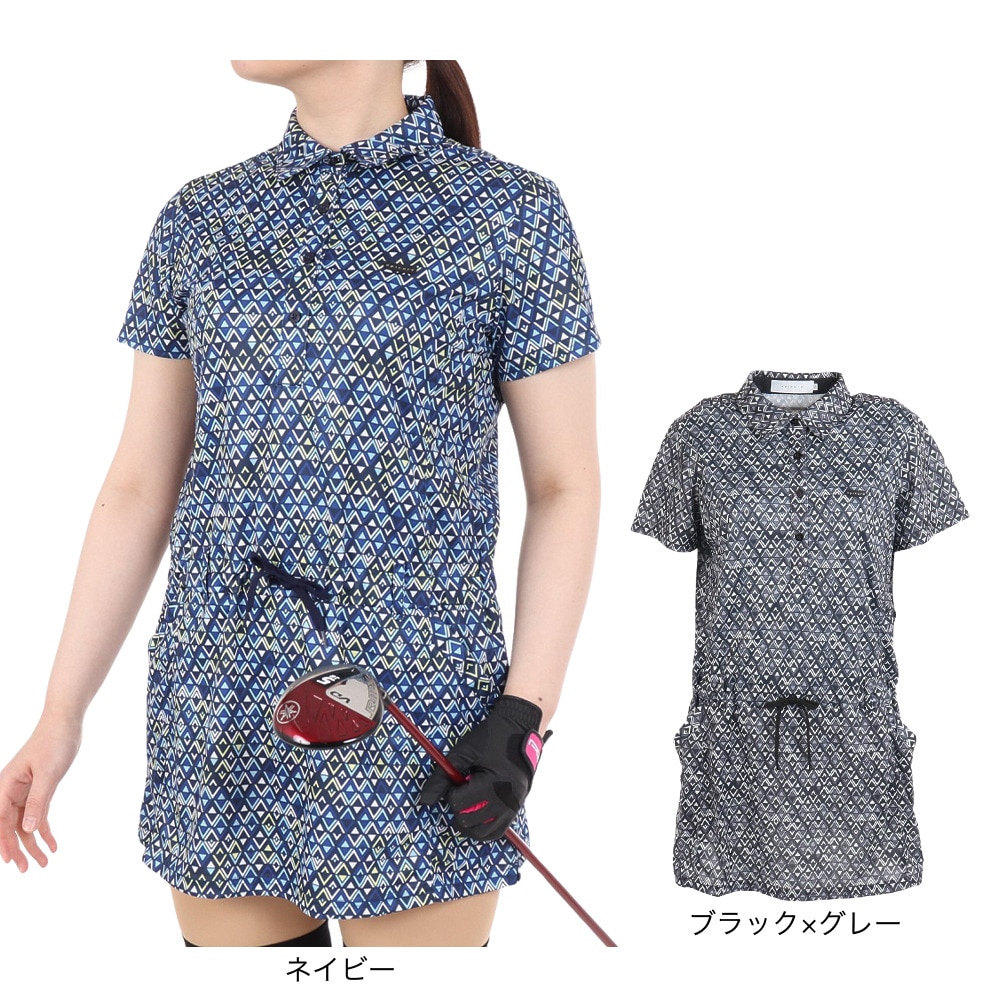エピキュール（epicure）（レディース）ゴルフウェア 吸汗 速乾 接触冷感 COOL TECKジオメトリック チュニック 152-28542-098