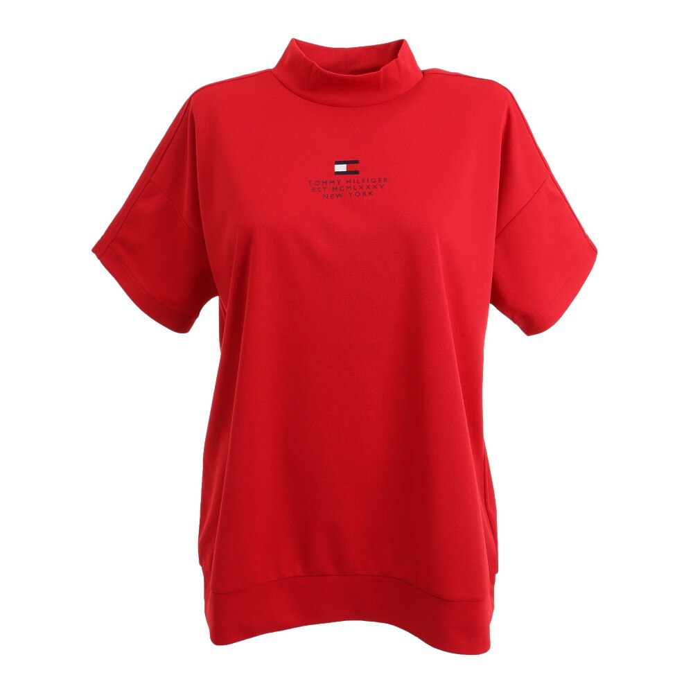  バックプリント ハイネックオーバーシャツ THLA110-RED