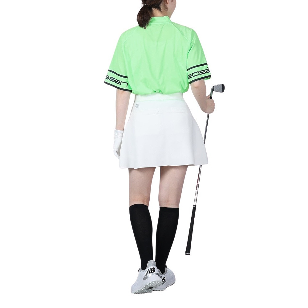 ROSASEN（レディース）ゴルフウェア ストレッチ 吸水 速乾 軽量 A-Line 半袖モックネックシャツ 048-26443-021