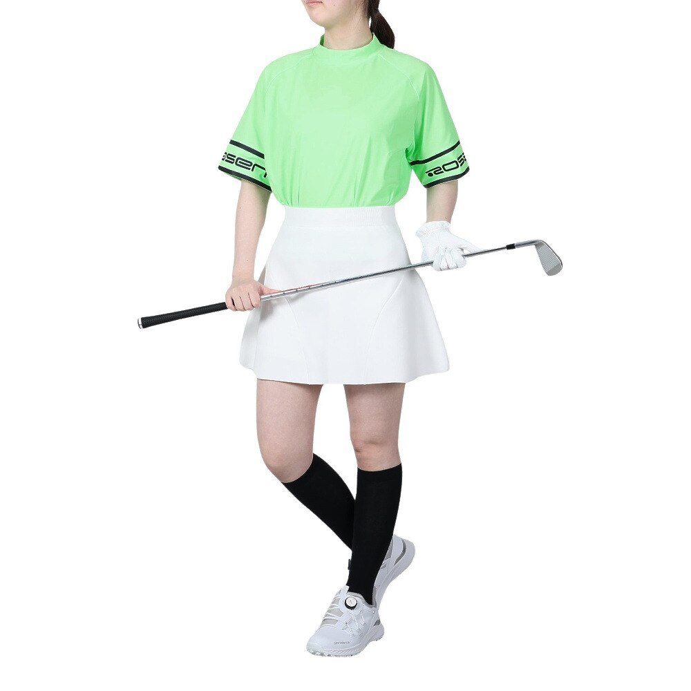 ROSASEN（レディース）ゴルフウェア ストレッチ 吸水 速乾 軽量 A-Line 半袖モックネックシャツ 048-26443-021