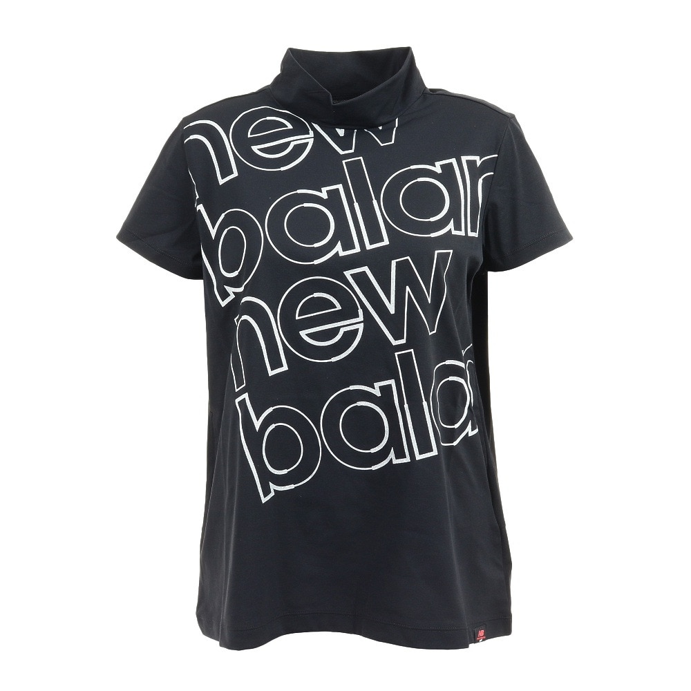 ニューバランス（new balance）（レディース）ゴルフウェア 吸汗速乾 UVカット シングルジャージ モックネック半袖Tシャツ プルオーバー 012-2166501-010