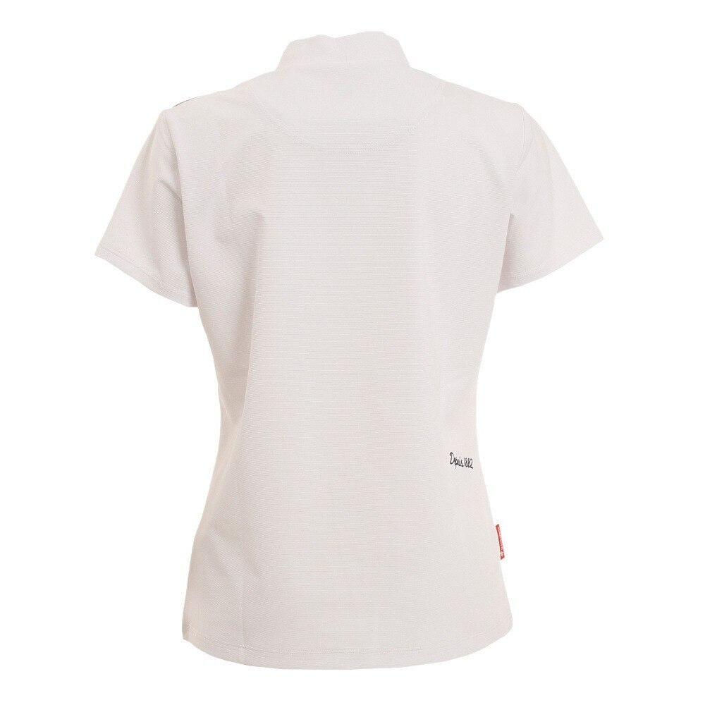 ルコックゴルフ（レディース）ゴルフウェア ロゴパイピング モックネック半袖Tシャツ QGWTJA07 WH00