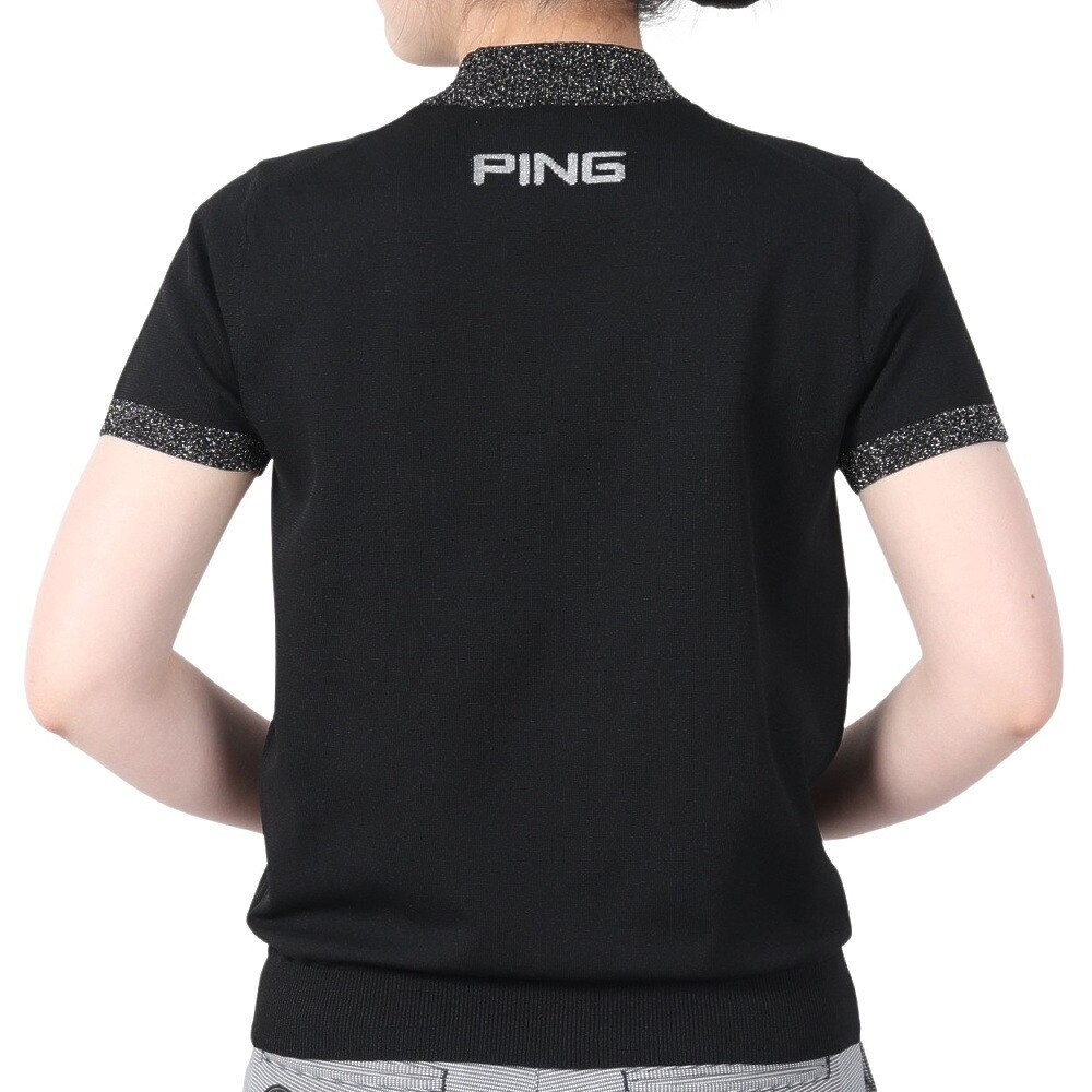 ピン（PING）（レディース）モックネック レディース ゴルフ 半袖 撥水 軽量 ハイネックニット 622-2275800-010