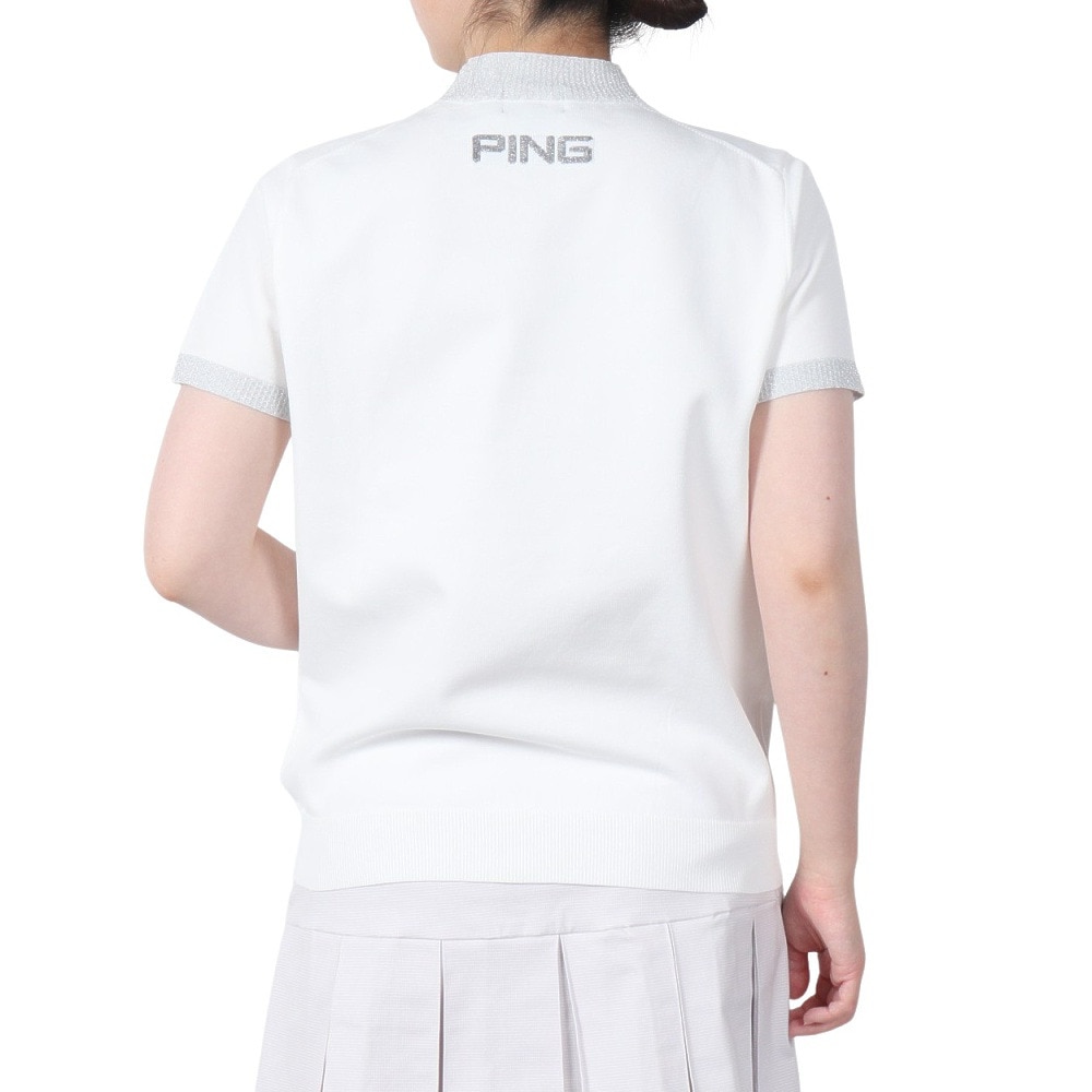 ピン（PING）（レディース）モックネック レディース ゴルフ 半袖 撥水 軽量 ハイネックニット 622-2275800-030