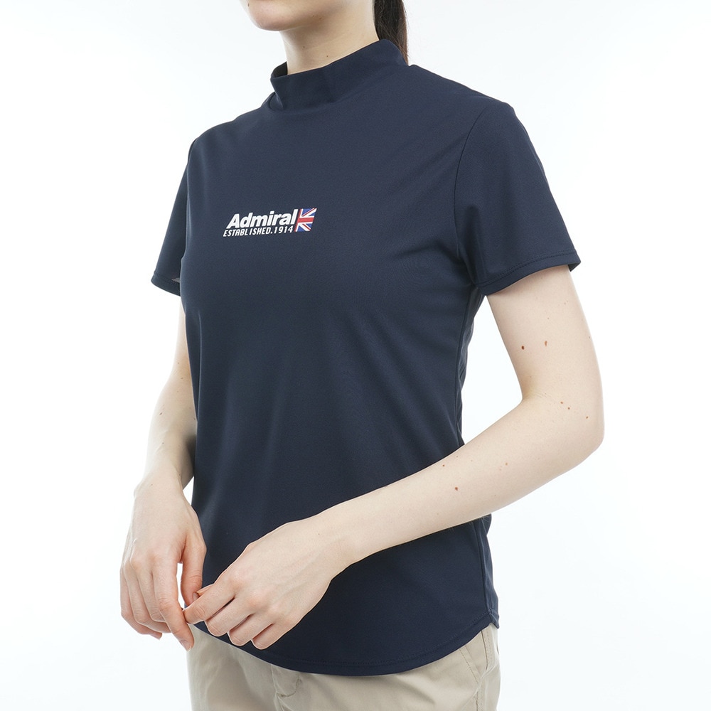 アドミラル ゴルフ（Admiral GOLF）（レディース）ゴルフウェア 半袖 ベーシックフロントロゴ モックネック ADLA314-NVY