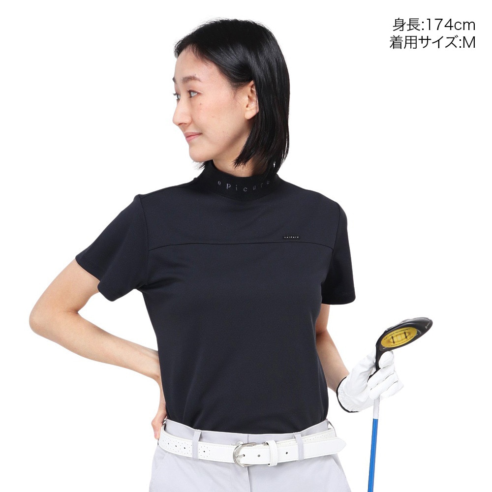エピキュール（epicure）（レディース）ゴルフウェア 吸汗 速乾 半袖 変形ハイネック半袖シャツ 152-28540-019