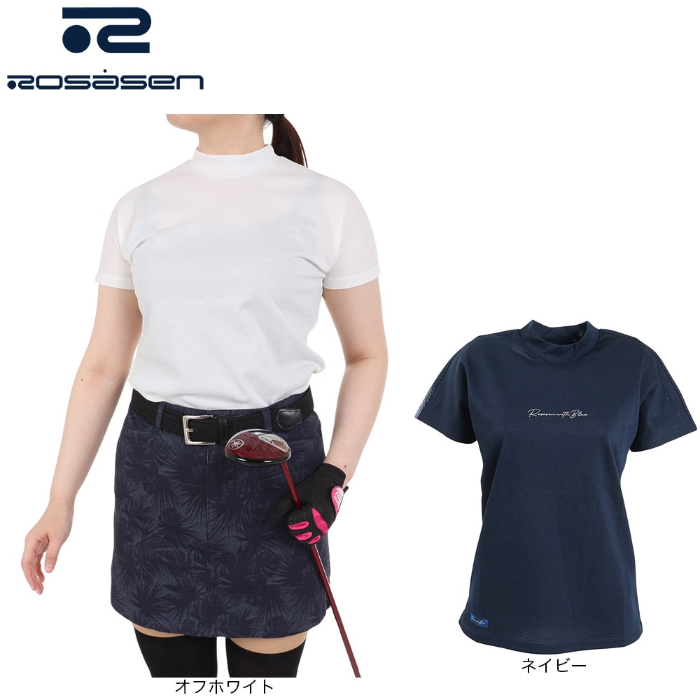 ROSASEN（レディース）ゴルフウェア 吸汗 速乾 ドライカノコストレッチ半袖モックネック 045-28442-098