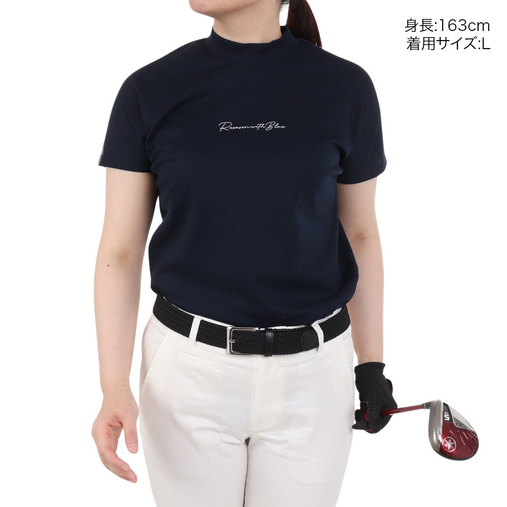 ROSASEN（レディース）ゴルフウェア 吸汗 速乾 ドライカノコストレッチ半袖モックネック 045-28442-098