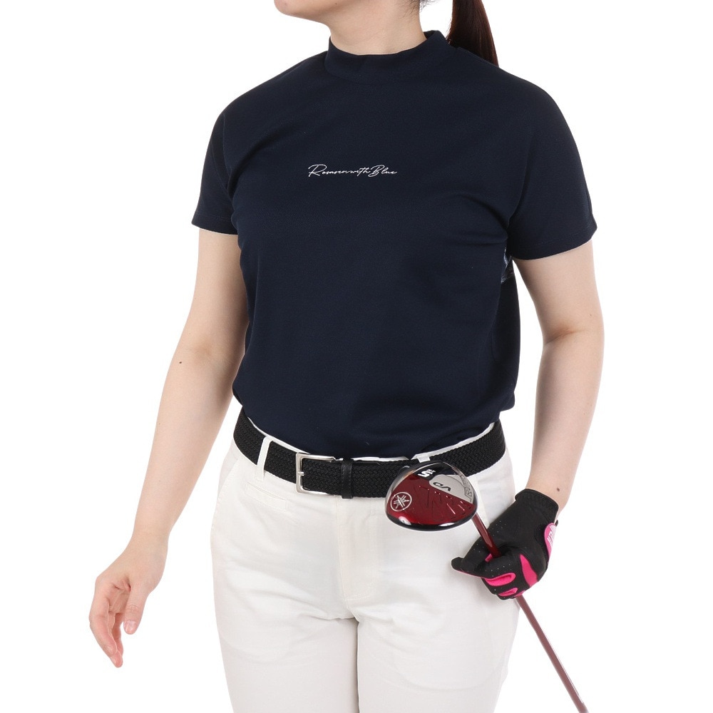 ROSASEN（レディース）ゴルフウェア 吸汗 速乾 ドライカノコストレッチ半袖モックネック 045-28442-098