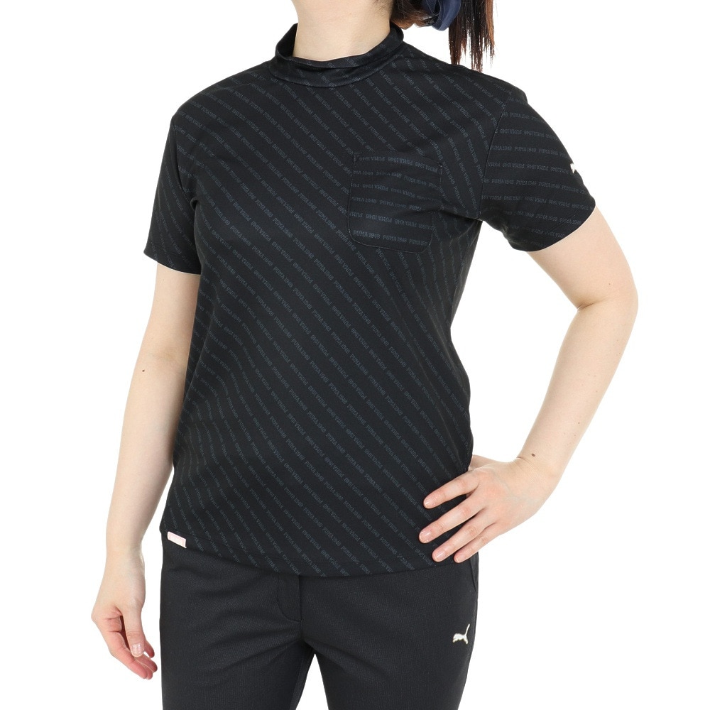 プーマ（PUMA）（レディース）ゴルフウェア モックネック レディース ゴルフ ストライプ 半袖モックシャツ 622448-01 ゴルフ 用品はヴィクトリアゴルフ