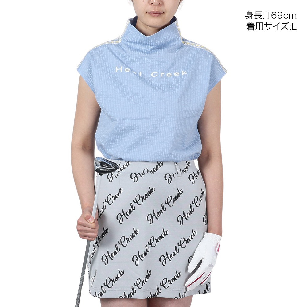 ヒールクリーク（HEAL CREEK）（レディース）モックネック レディース ゴルフ 半袖 デラウェプレミアムサッカージャージ 半袖シャツ 002-28540-095