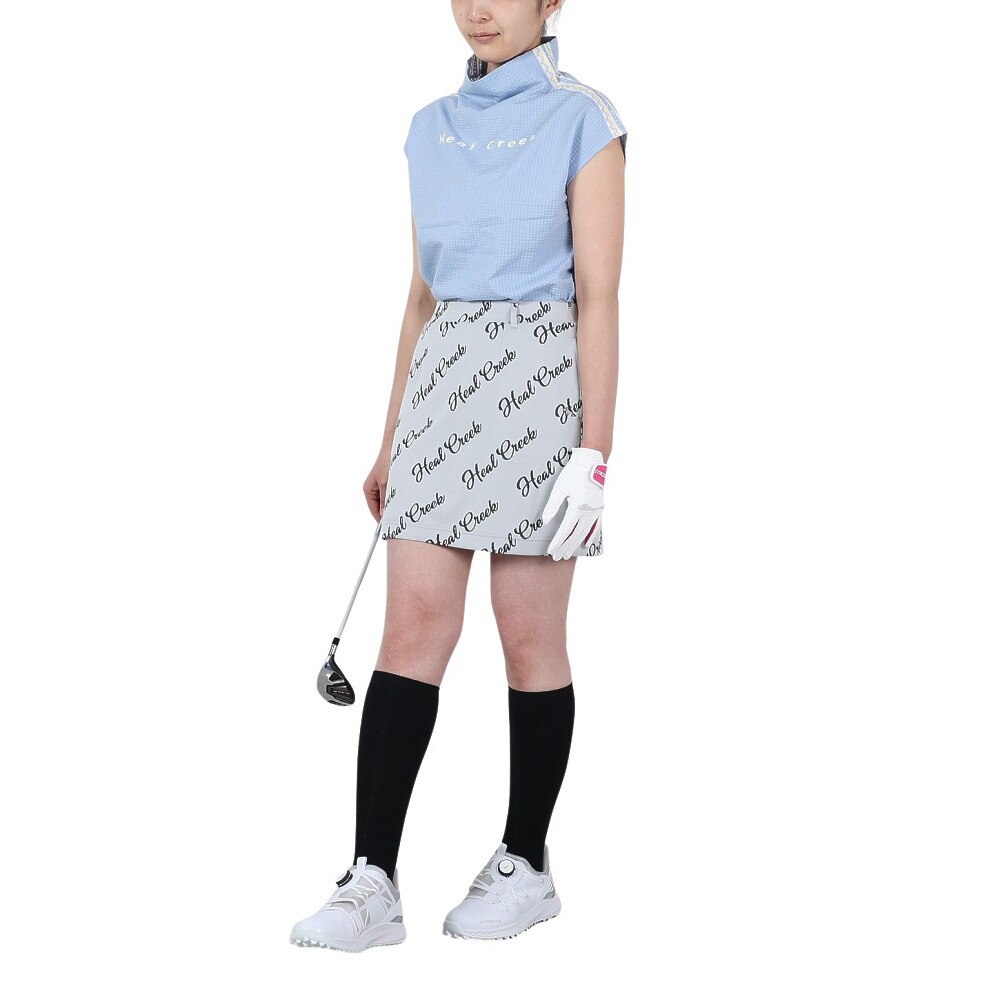 ヒールクリーク（HEAL CREEK）（レディース）モックネック レディース ゴルフ 半袖 デラウェプレミアムサッカージャージ 半袖シャツ 002-28540-095