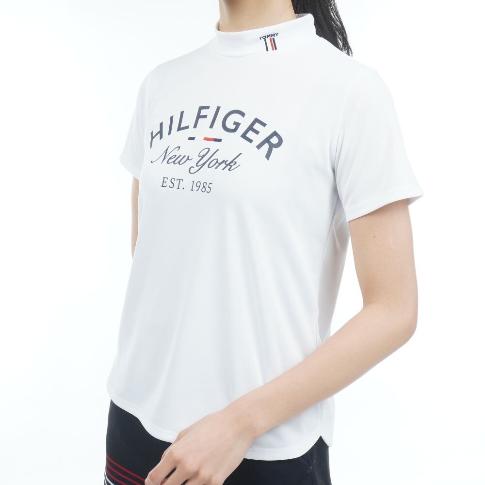 トミーヒルフィガー（TOMMY HILFIGER）（レディース）ゴルフウェア 半袖 アーチロゴ モックネックシャツ THLA312-WHT