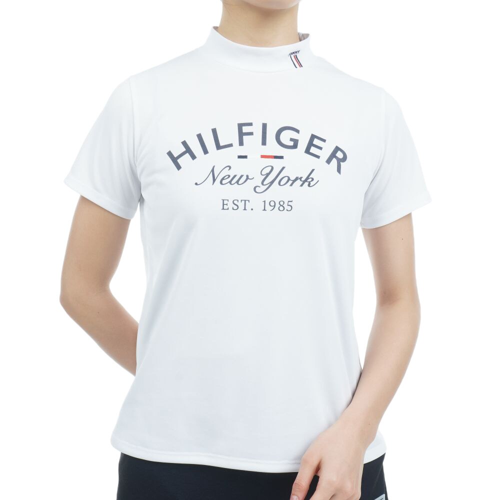 トミーヒルフィガー（TOMMY HILFIGER）（レディース）ゴルフウェア 半袖 アーチロゴ モックネックシャツ THLA312-WHT