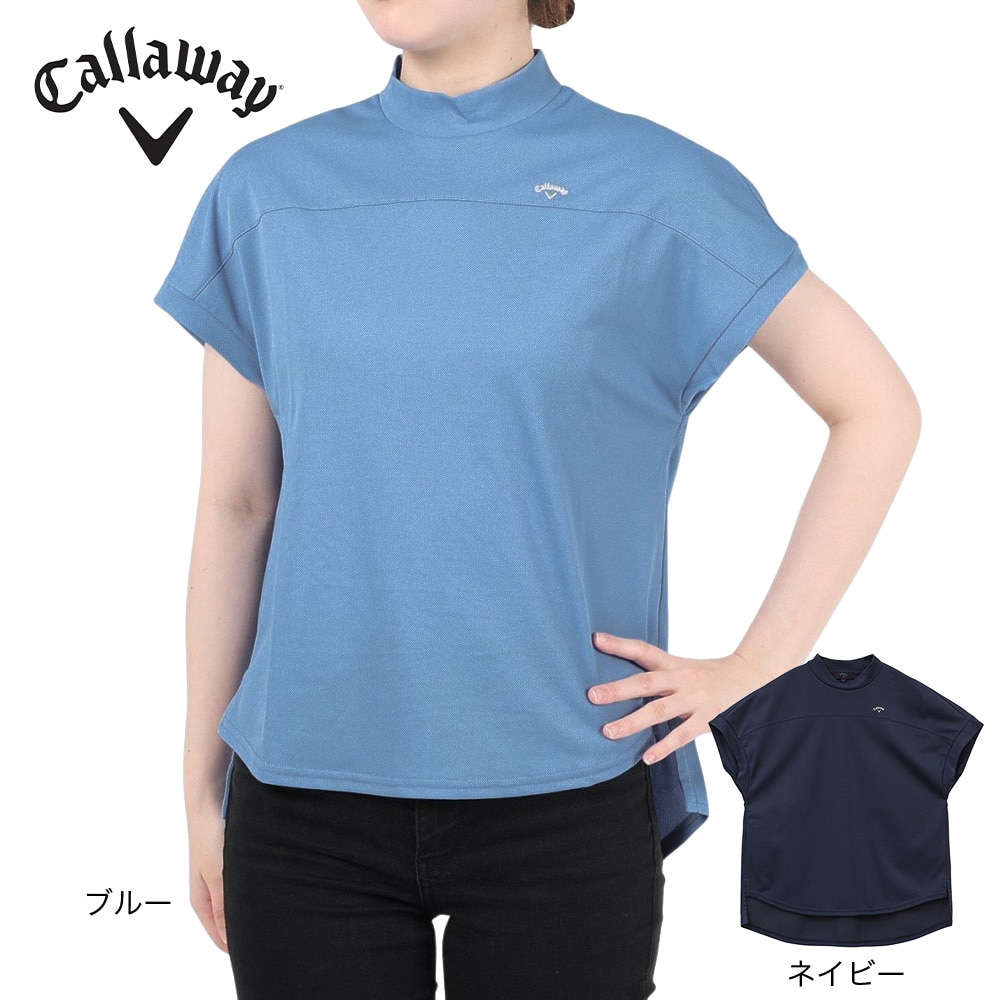 キャロウェイ（CALLAWAY）（レディース）ゴルフウェア 吸汗速乾 抗菌 モックネック カノコ 半袖シャツ C23134206-1120