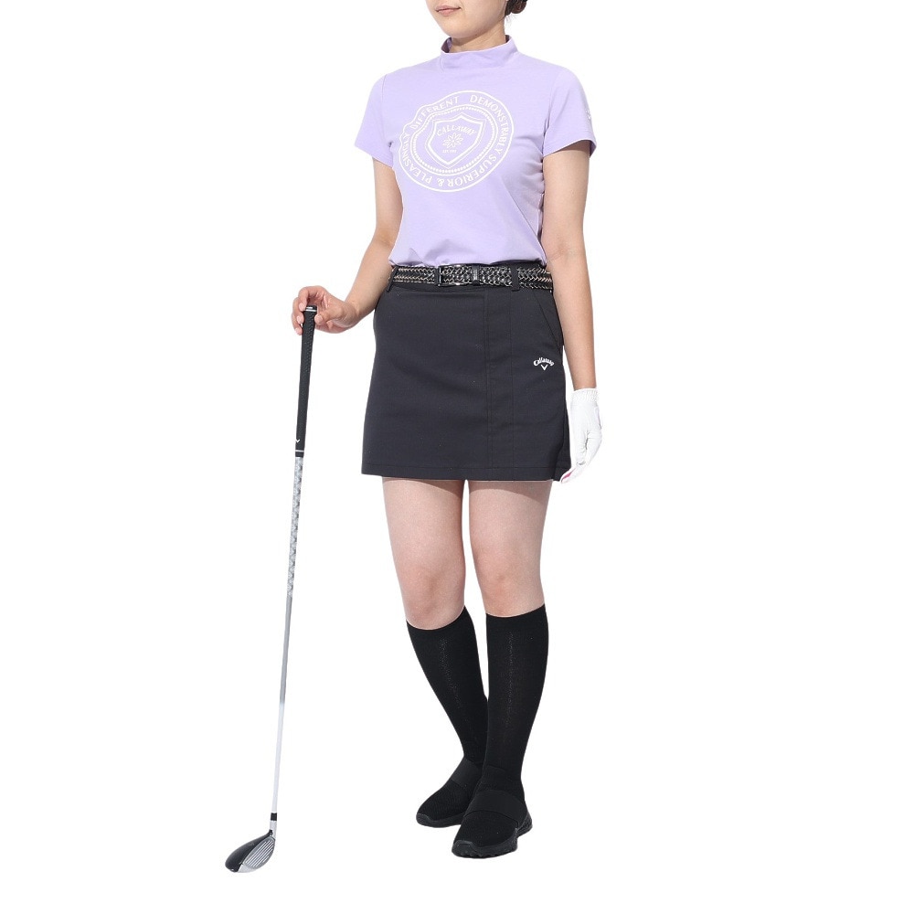 キャロウェイ（CALLAWAY）（レディース）ゴルフウェア ストレッチ 天竺 半袖 モックネックシャツ C23134212-1080