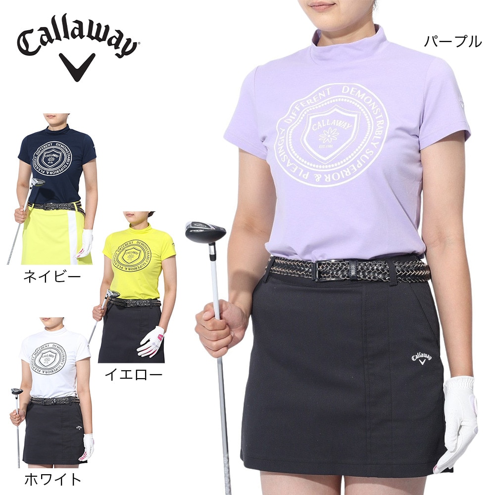 キャロウェイ（CALLAWAY）（レディース）ゴルフウェア ストレッチ 天竺 半袖 モックネックシャツ C23134212-1080