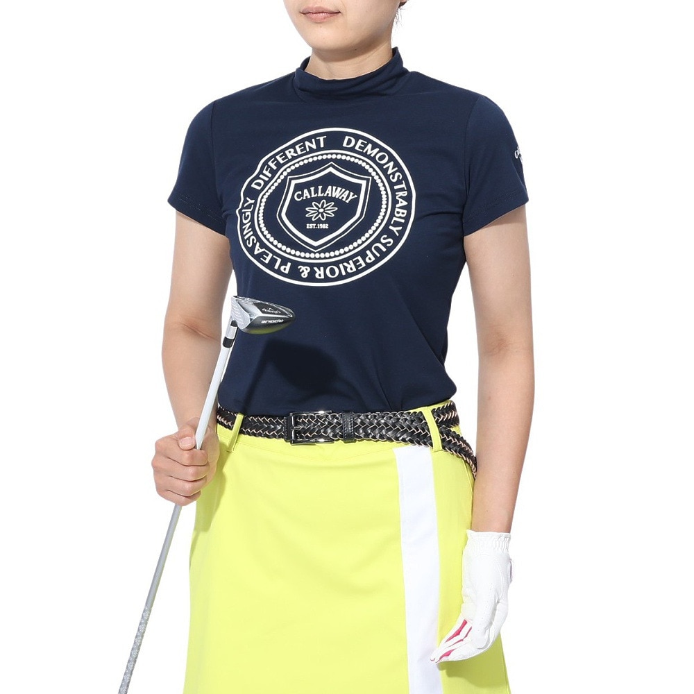 キャロウェイ（CALLAWAY）（レディース）ゴルフウェア ストレッチ 天竺 半袖 モックネックシャツ C23134212-1120