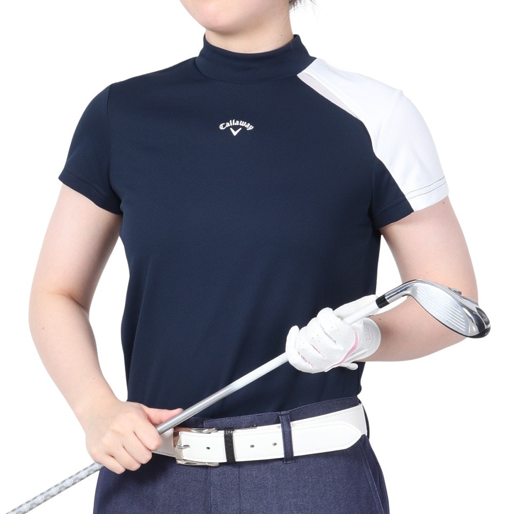 キャロウェイ（CALLAWAY）（レディース）ゴルフウェア クローズドメッシュ半袖モックネックシャツ C23134216-1120